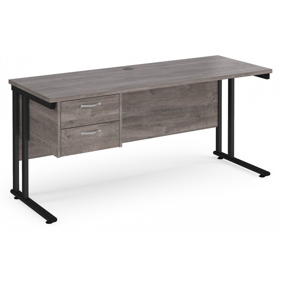 Maestro Cantilever Leg Straight Desk with Two Drawer Pedestal